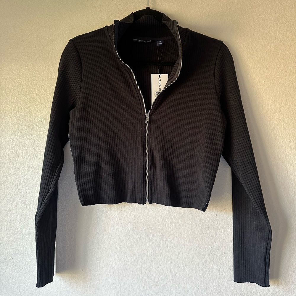 Calvin Klein Large Black zip up sweater top